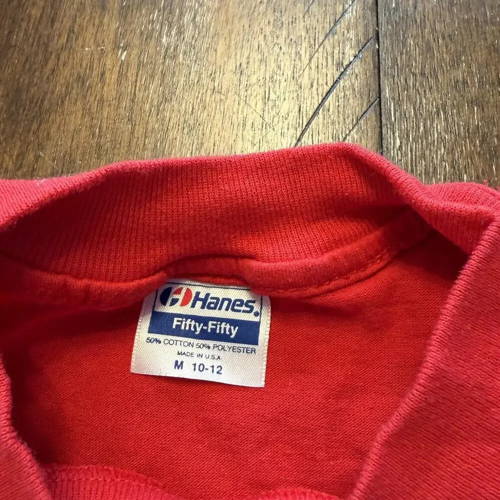 Vintage JCC Kaiserman Get Set Baseball Shirt Tee Youth 10-12 Red Hanes USA 80s